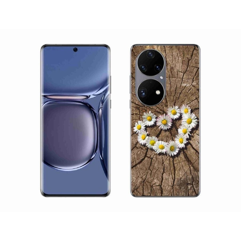 Gelový kryt mmCase na mobil Huawei P50 Pro - srdce z kopretin