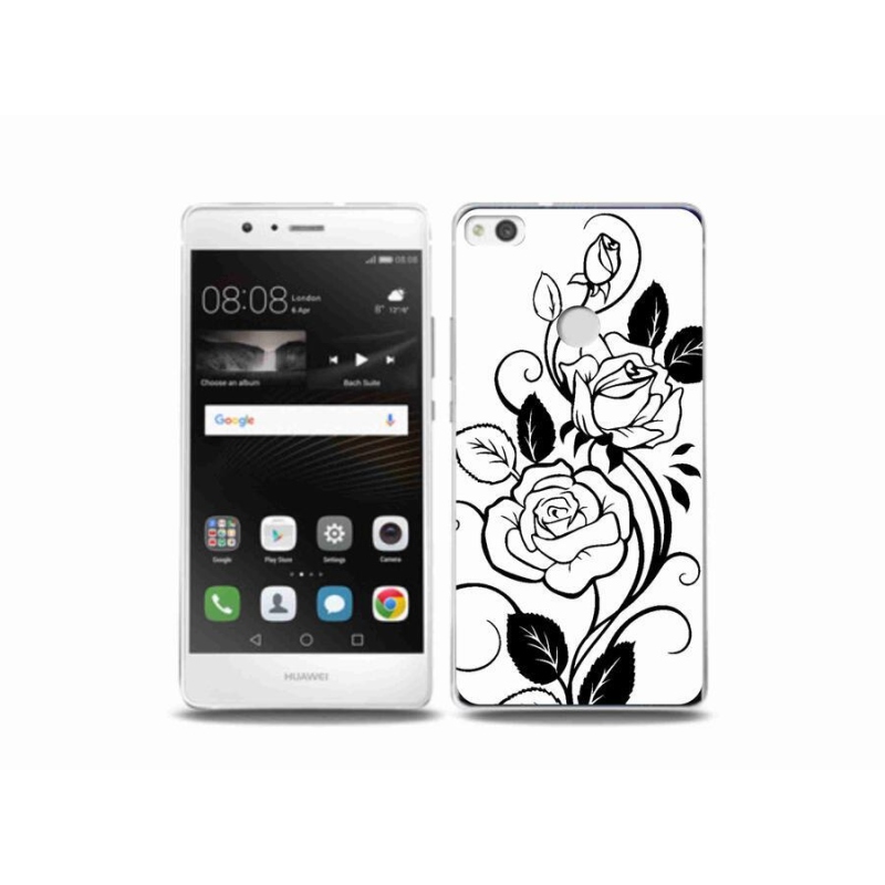 Gelový kryt mmCase na mobil Huawei P9 Lite (2017) - černobílá růže