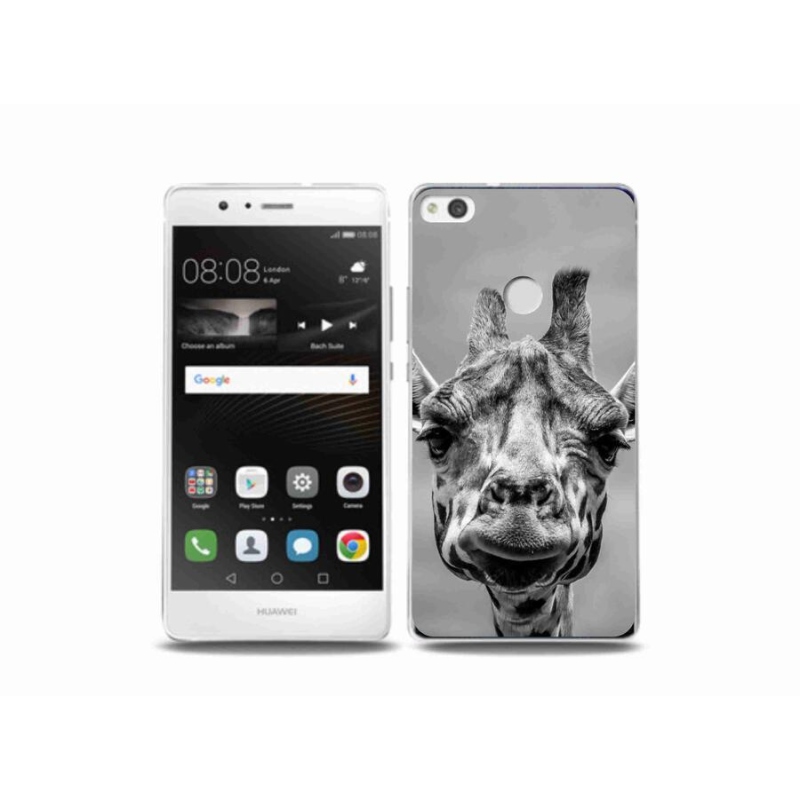 Gelový kryt mmCase na mobil Huawei P9 Lite (2017) - černobílá žirafa