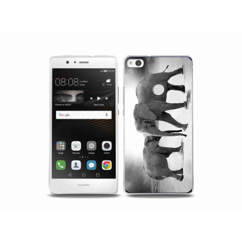 Gelový kryt mmCase na mobil Huawei P9 Lite (2017) - černobílí sloni