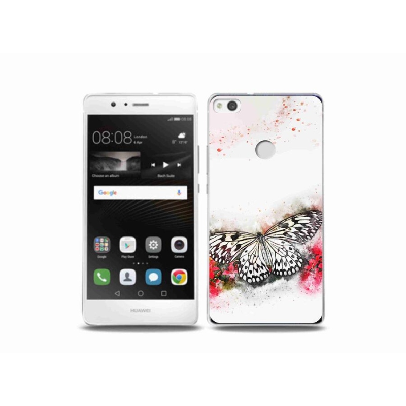 Gelový kryt mmCase na mobil Huawei P9 Lite (2017) - černobílý motýl