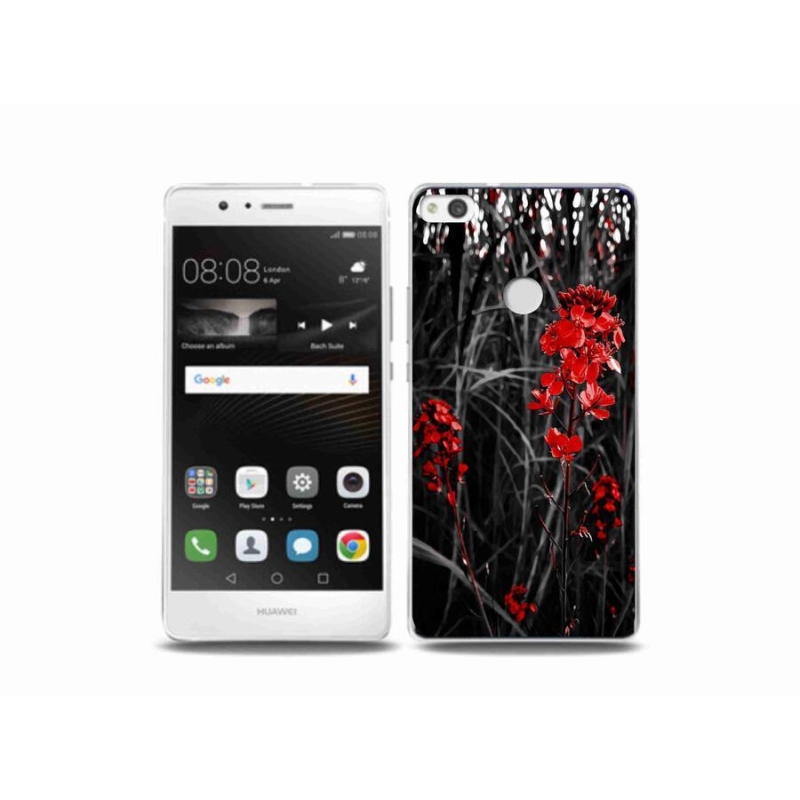 Gelový kryt mmCase na mobil Huawei P9 Lite (2017) - červená rostlina
