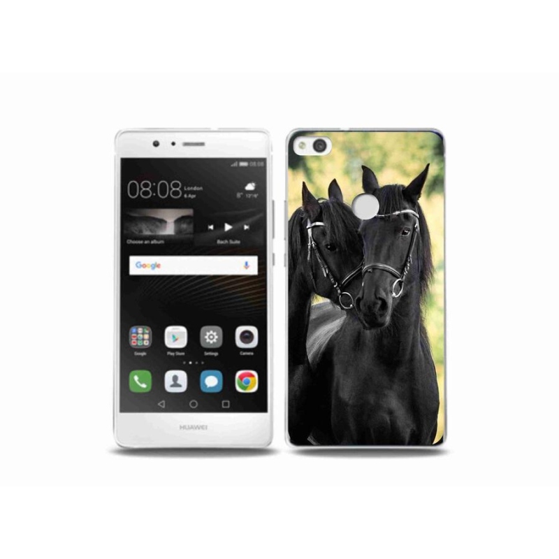 Gelový kryt mmCase na mobil Huawei P9 Lite (2017) - dva černí koně