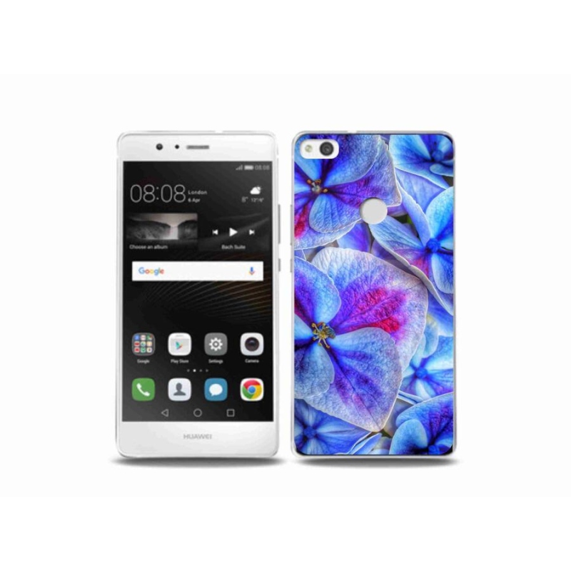 Gelový kryt mmCase na mobil Huawei P9 Lite (2017) - modré květy 1