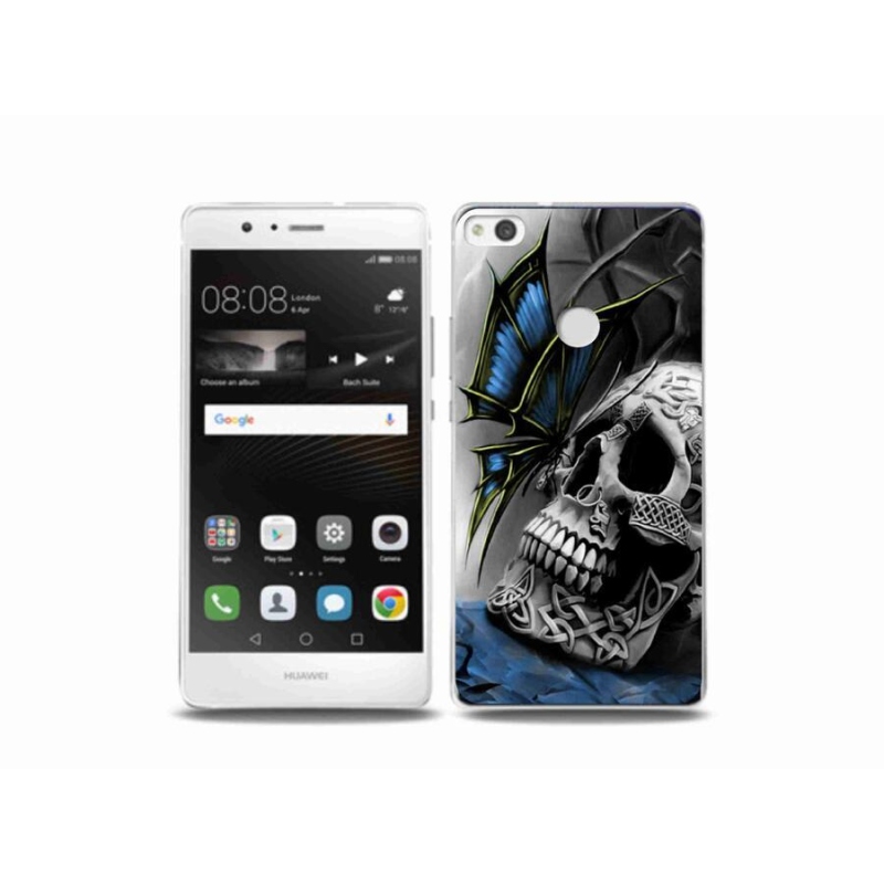 Gelový kryt mmCase na mobil Huawei P9 Lite (2017) - motýl a lebka