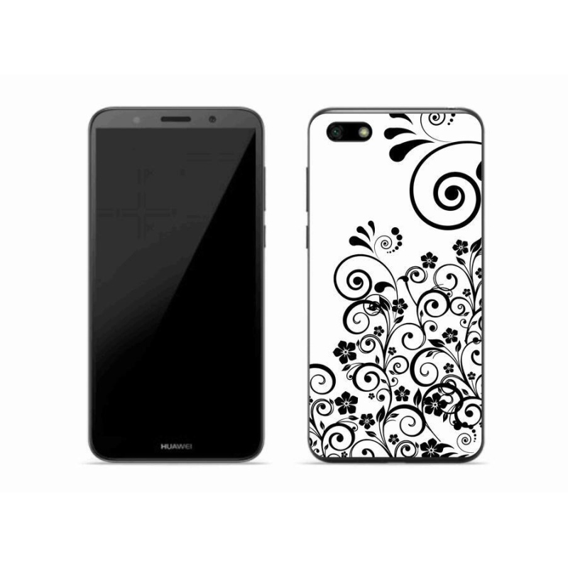 Gelový kryt mmCase na mobil Huawei Y5 (2018) - černobílé květinové vzory