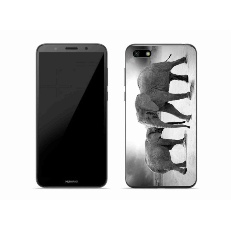Gelový kryt mmCase na mobil Huawei Y5 (2018) - černobílí sloni
