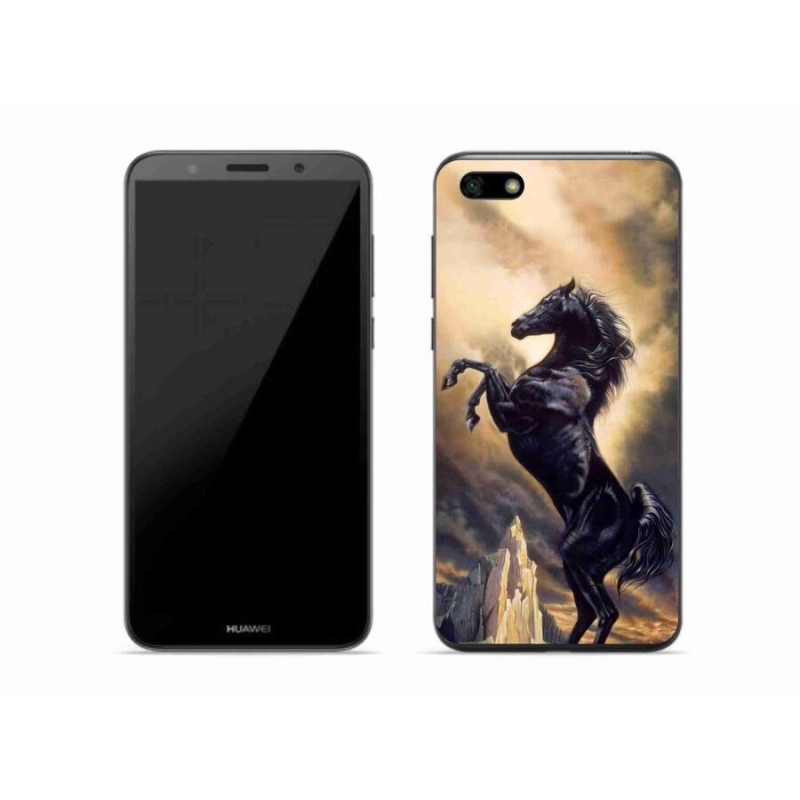 Gelový kryt mmCase na mobil Huawei Y5 (2018) - černý kreslený kůň