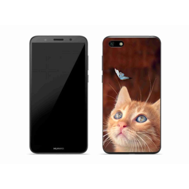 Gelový kryt mmCase na mobil Huawei Y5 (2018) - motýl a kotě
