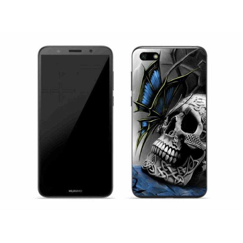 Gelový kryt mmCase na mobil Huawei Y5 (2018) - motýl a lebka