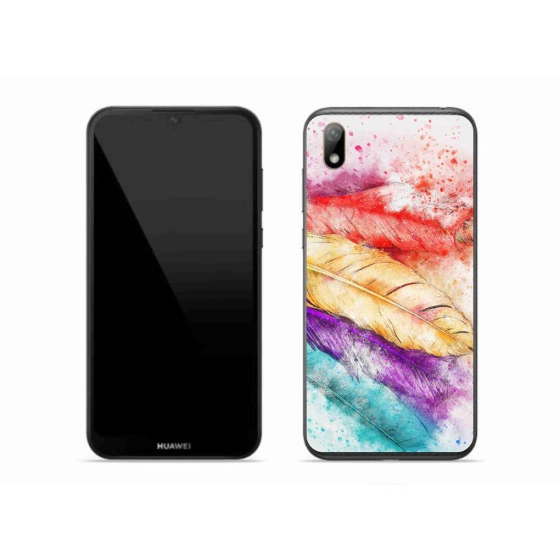 Gelový kryt mmCase na mobil Huawei Y5 (2019) - barevné peří