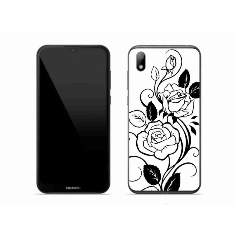 Gelový kryt mmCase na mobil Huawei Y5 (2019) - černobílá růže