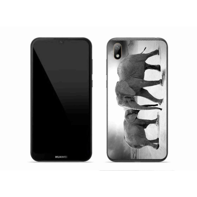 Gelový kryt mmCase na mobil Huawei Y5 (2019) - černobílí sloni
