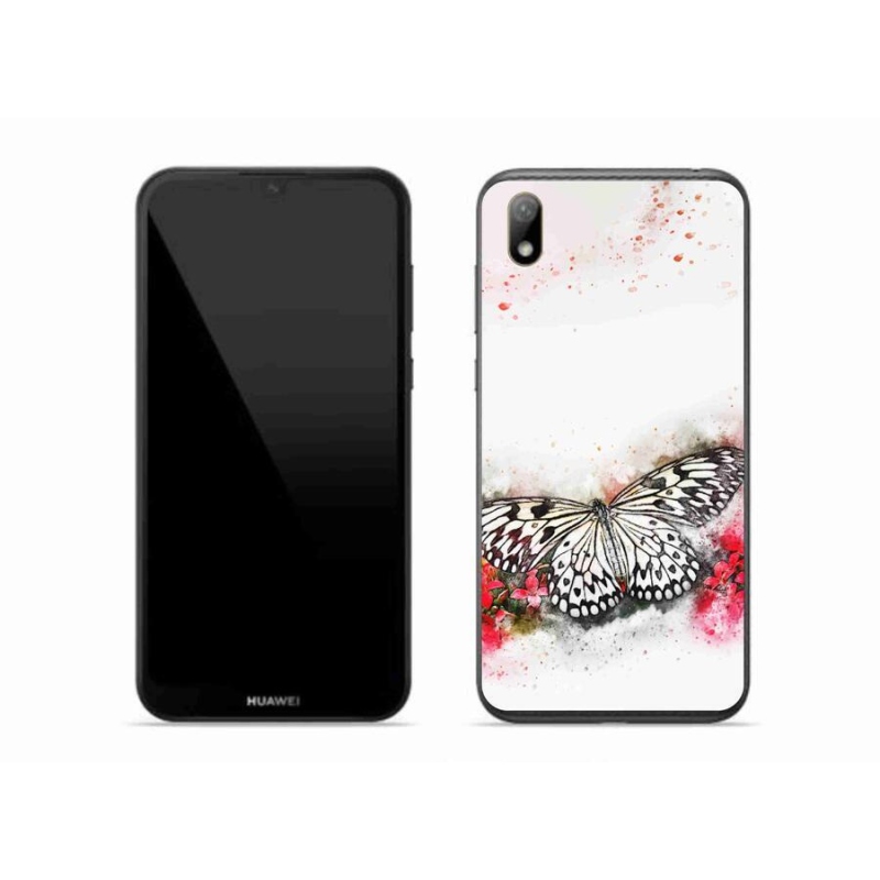 Gelový kryt mmCase na mobil Huawei Y5 (2019) - černobílý motýl