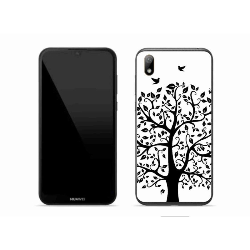 Gelový kryt mmCase na mobil Huawei Y5 (2019) - černobílý strom