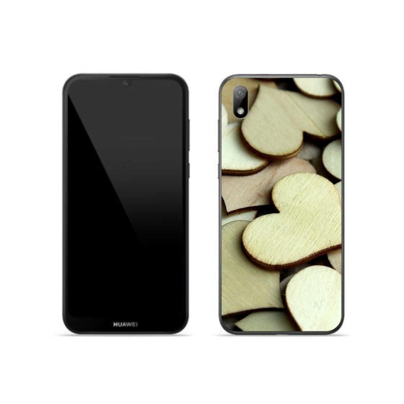 Gelový kryt mmCase na mobil Huawei Y5 (2019) - dřevěná srdíčka