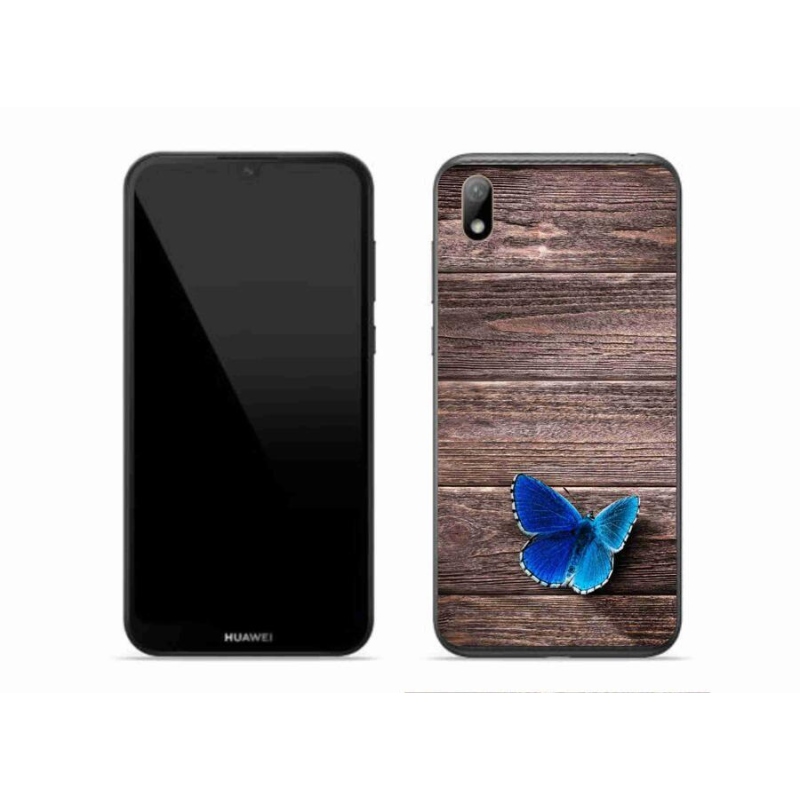 Gelový kryt mmCase na mobil Huawei Y5 (2019) - modrý motýl 1