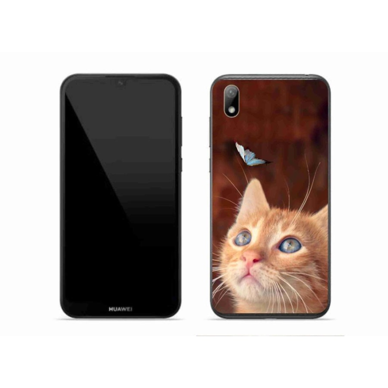 Gelový kryt mmCase na mobil Huawei Y5 (2019) - motýl a kotě