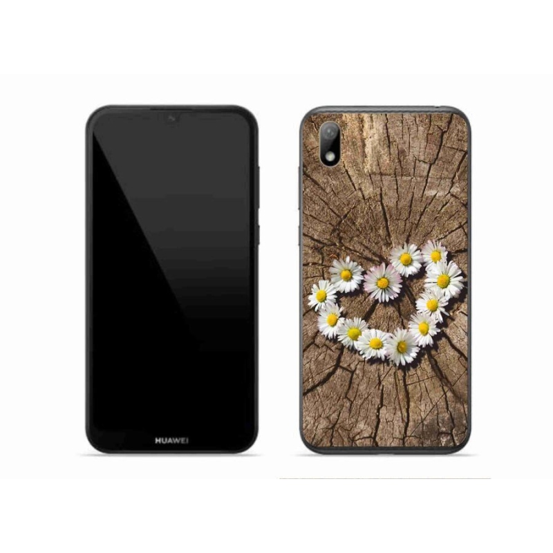 Gelový kryt mmCase na mobil Huawei Y5 (2019) - srdce z kopretin