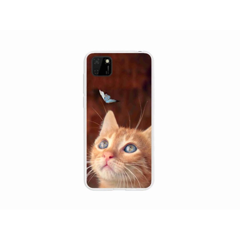 Gelový kryt mmCase na mobil Huawei Y5p - motýl a kotě