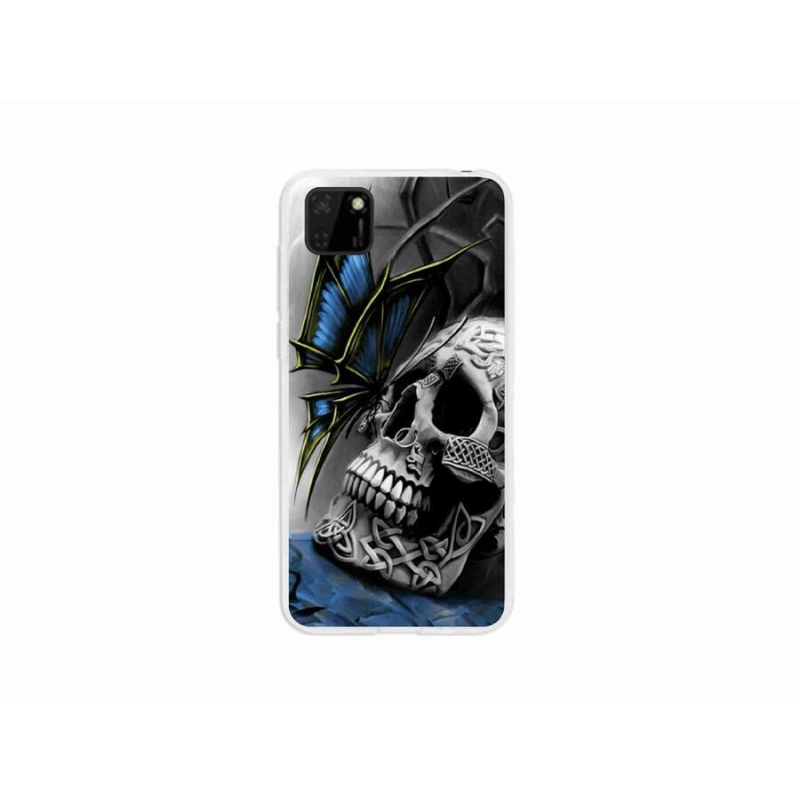 Gelový kryt mmCase na mobil Huawei Y5p - motýl a lebka