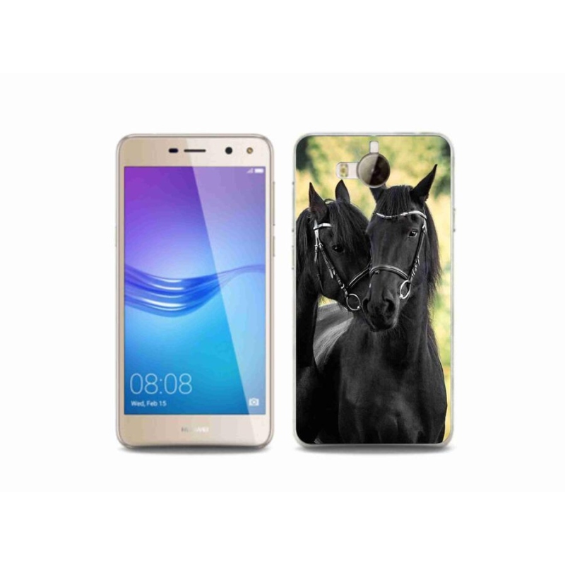 Gelový kryt mmCase na mobil Huawei Y6 (2017) - dva černí koně