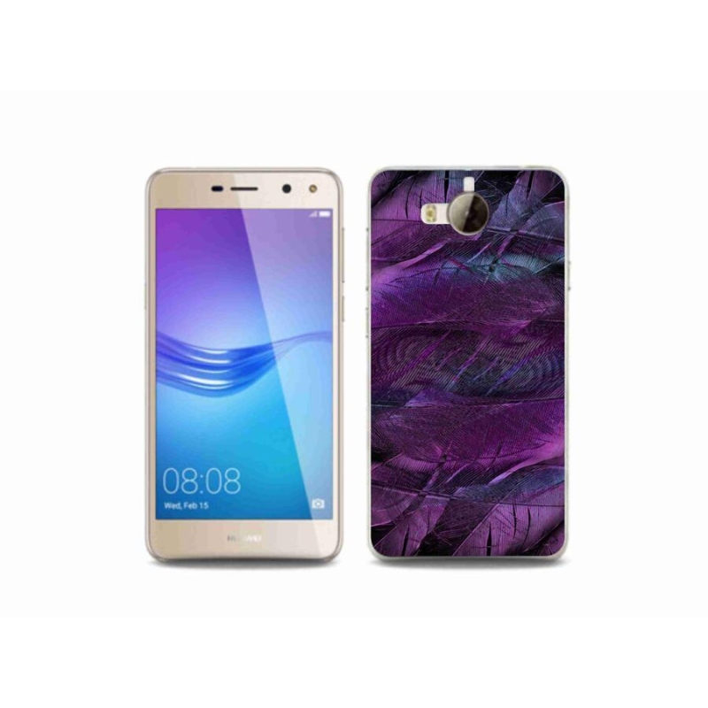 Gelový kryt mmCase na mobil Huawei Y6 (2017) - fialová pírka