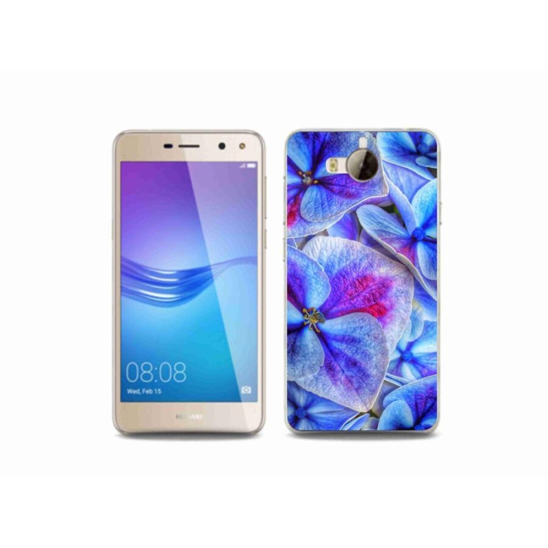 Gelový kryt mmCase na mobil Huawei Y6 (2017) - modré květy 1