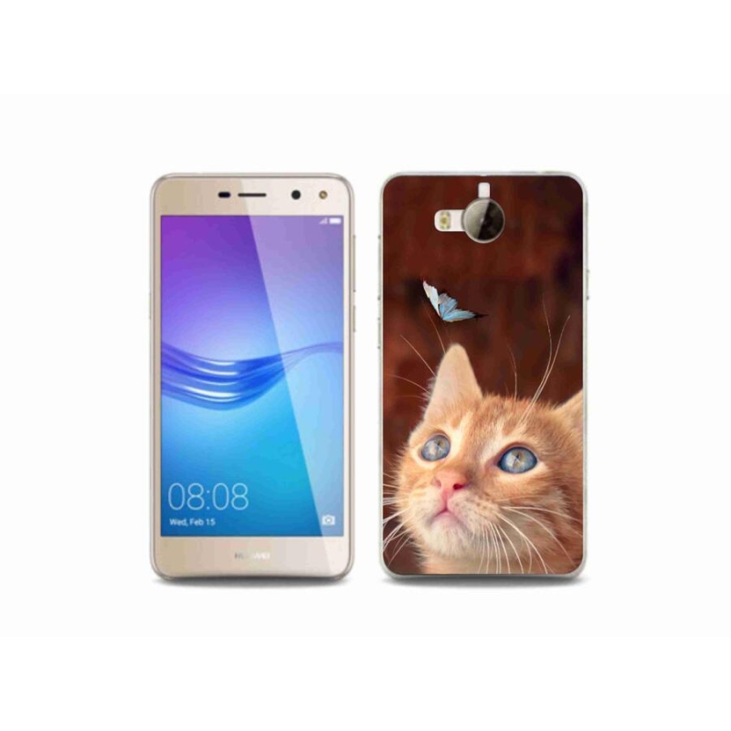 Gelový kryt mmCase na mobil Huawei Y6 (2017) - motýl a kotě