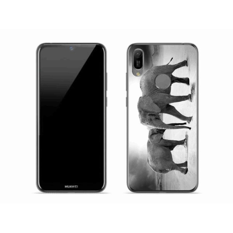 Gelový kryt mmCase na mobil Huawei Y6 (2019) - černobílí sloni