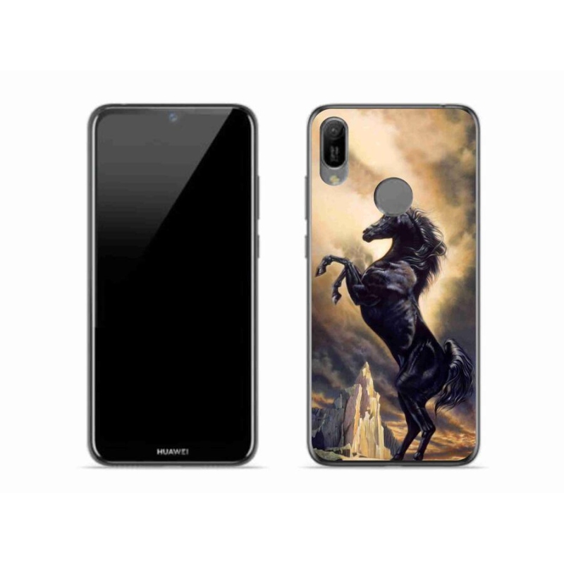 Gelový kryt mmCase na mobil Huawei Y6 (2019) - černý kreslený kůň