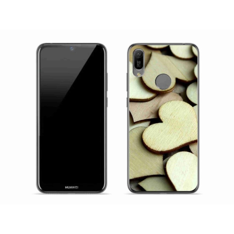 Gelový kryt mmCase na mobil Huawei Y6 (2019) - dřevěná srdíčka