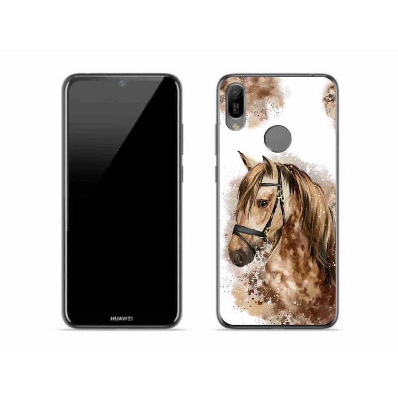 Gelový kryt mmCase na mobil Huawei Y6 (2019) - hnědý kreslený kůň