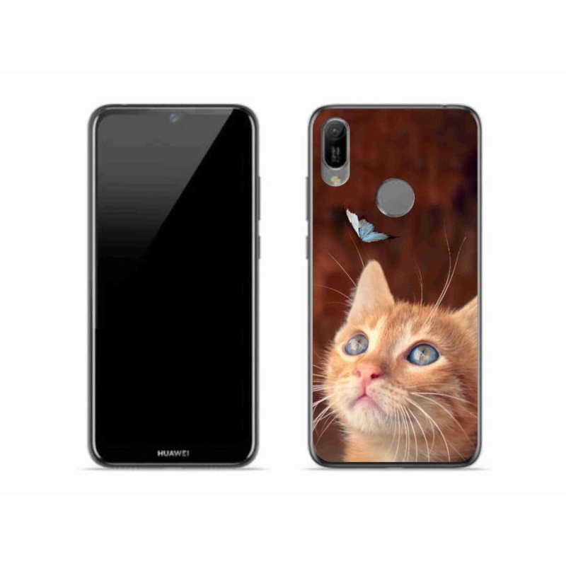 Gelový kryt mmCase na mobil Huawei Y6 (2019) - motýl a kotě