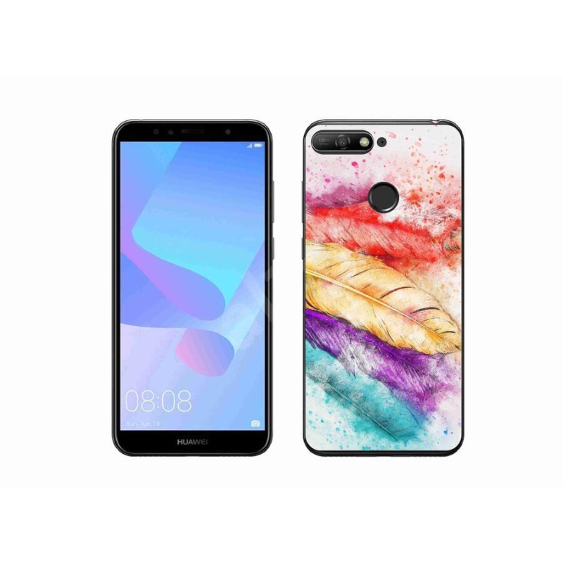 Gelový kryt mmCase na mobil Huawei Y6 Prime (2018) - barevné peří