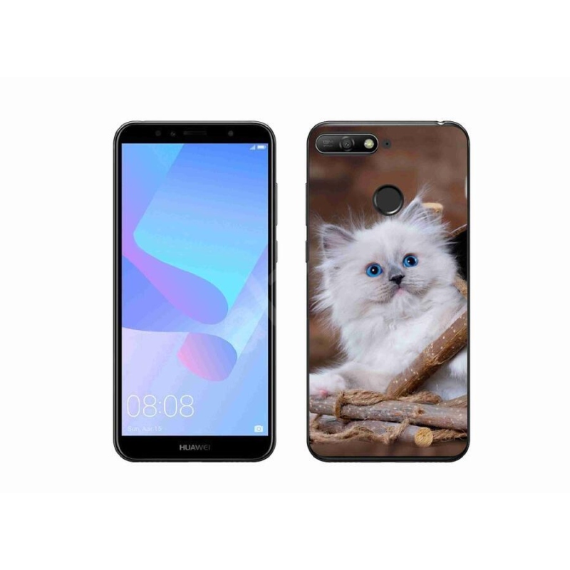 Gelový kryt mmCase na mobil Huawei Y6 Prime (2018) - bílé kotě