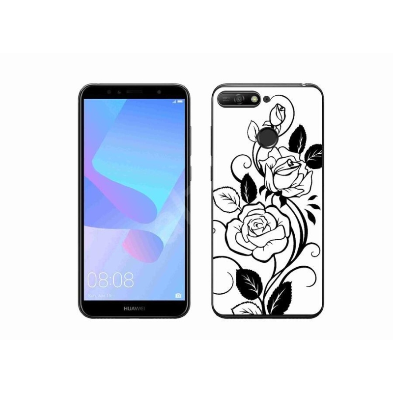 Gelový kryt mmCase na mobil Huawei Y6 Prime (2018) - černobílá růže