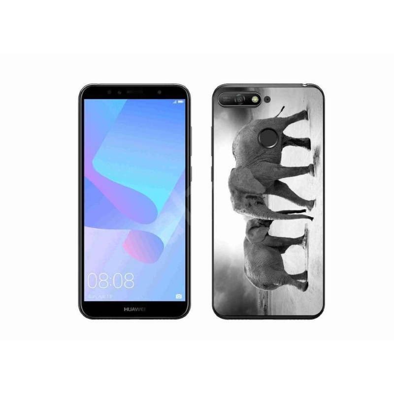 Gelový kryt mmCase na mobil Huawei Y6 Prime (2018) - černobílí sloni