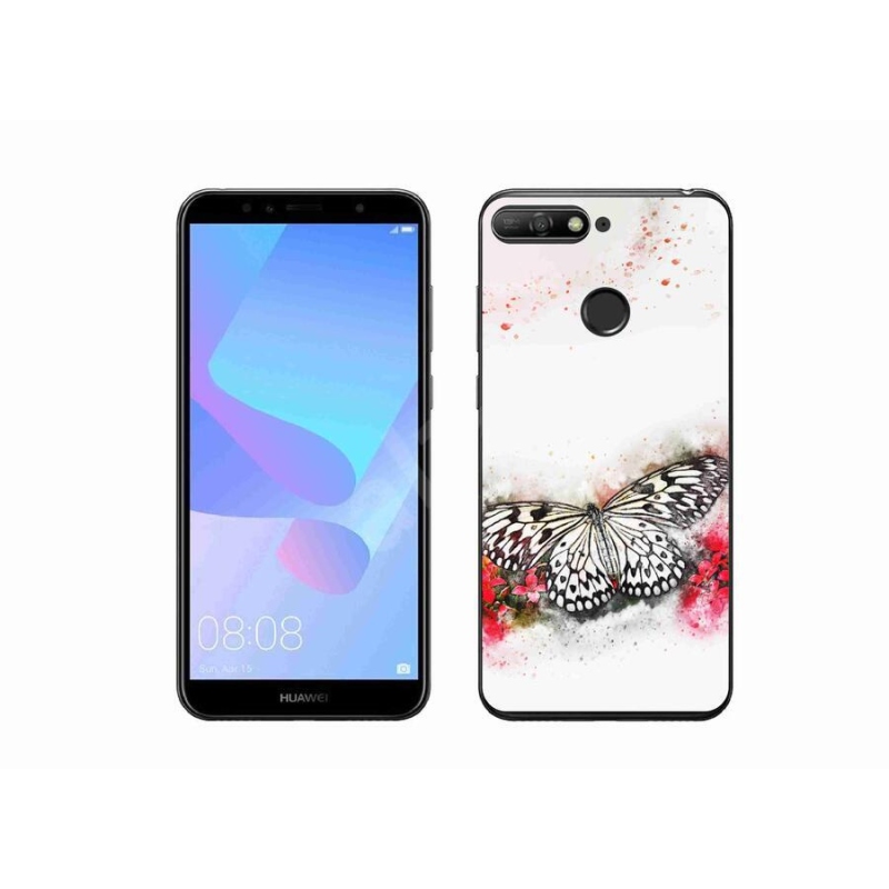 Gelový kryt mmCase na mobil Huawei Y6 Prime (2018) - černobílý motýl