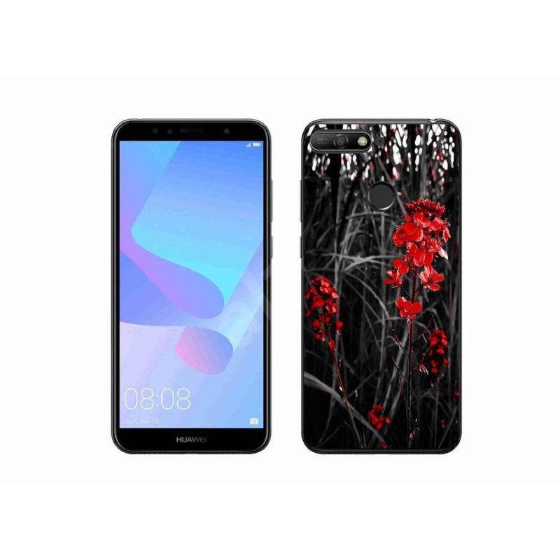 Gelový kryt mmCase na mobil Huawei Y6 Prime (2018) - červená rostlina
