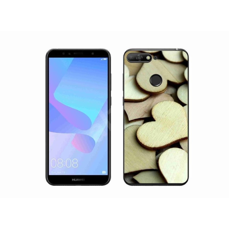 Gelový kryt mmCase na mobil Huawei Y6 Prime 2018 - dřevěná srdíčka