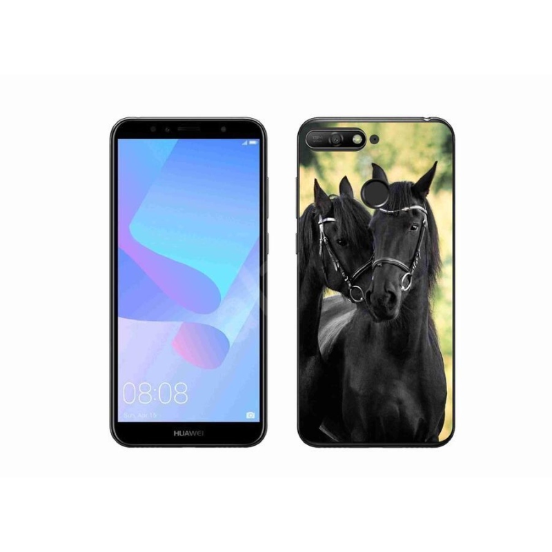 Gelový kryt mmCase na mobil Huawei Y6 Prime (2018) - dva černí koně