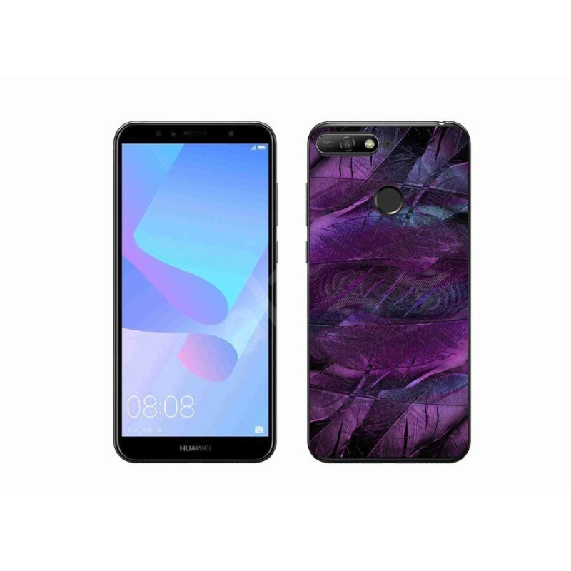 Gelový kryt mmCase na mobil Huawei Y6 Prime (2018) - fialová pírka