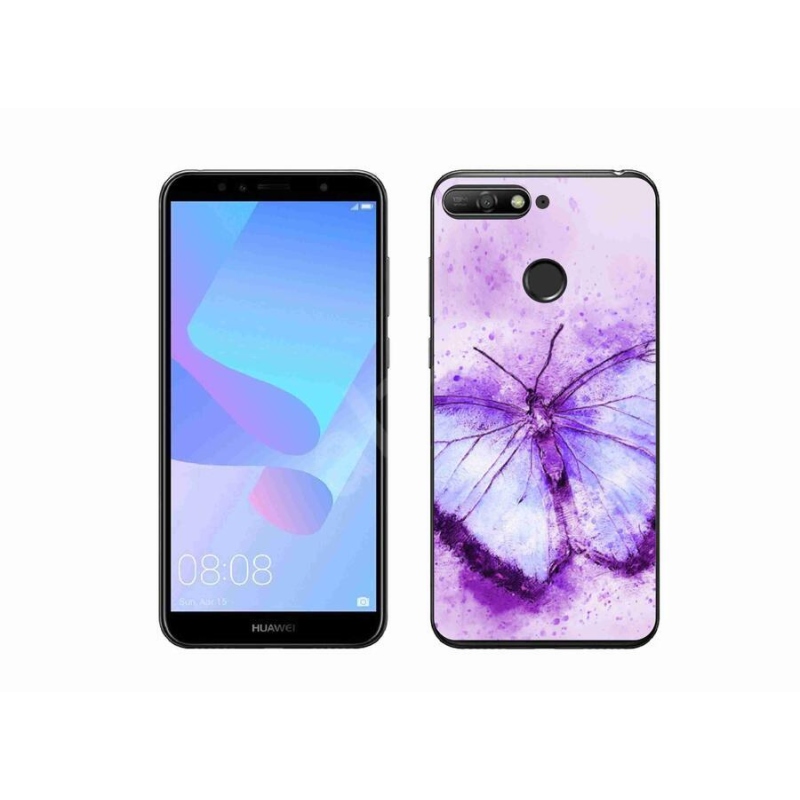 Gelový kryt mmCase na mobil Huawei Y6 Prime 2018 - fialový motýl