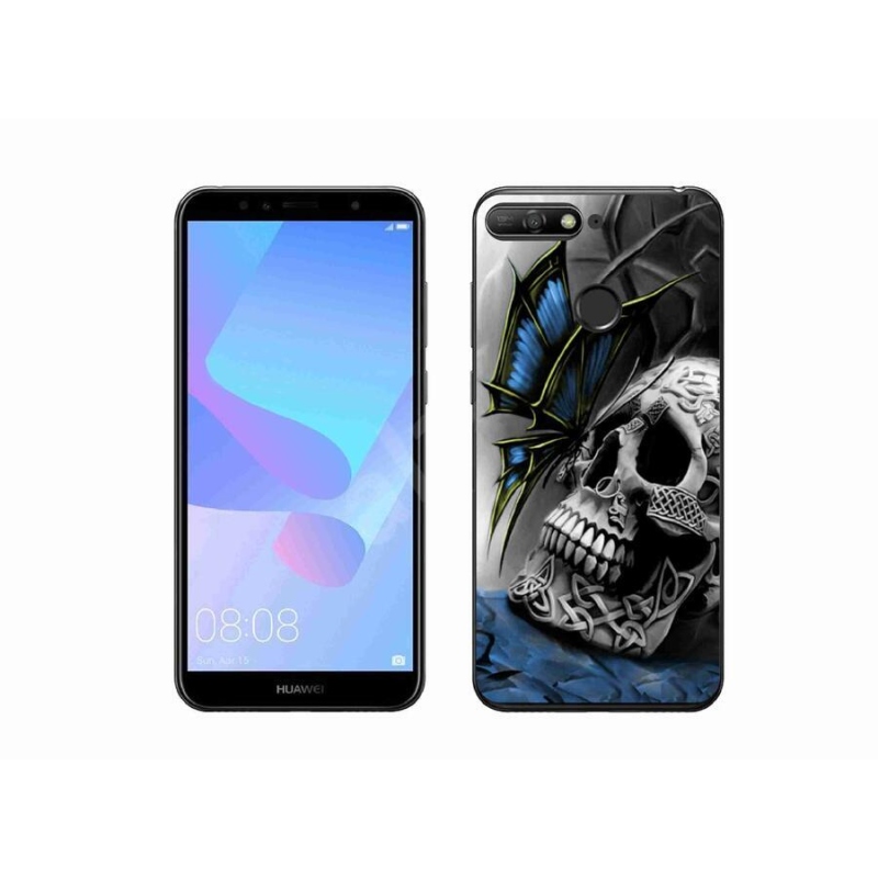 Gelový kryt mmCase na mobil Huawei Y6 Prime (2018) - motýl a lebka