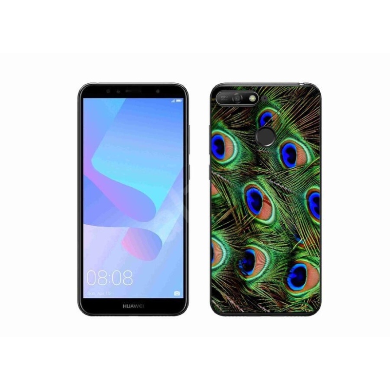 Gelový kryt mmCase na mobil Huawei Y6 Prime (2018) - paví peří