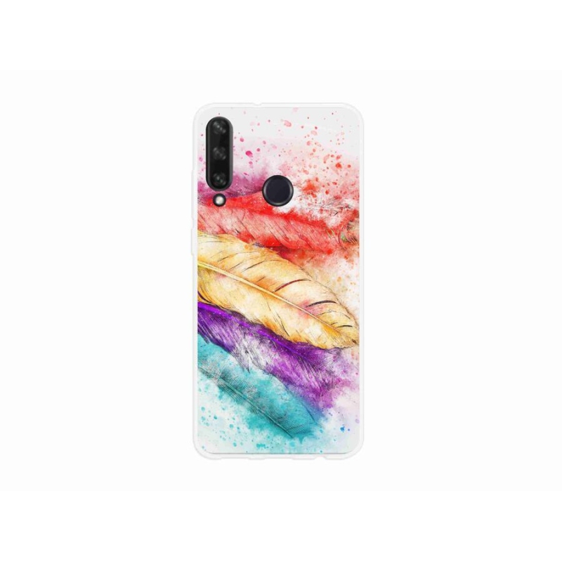 Gelový kryt mmCase na mobil Huawei Y6p - barevné peří