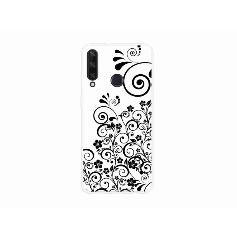Gelový kryt mmCase na mobil Huawei Y6p - černobílé květinové vzory