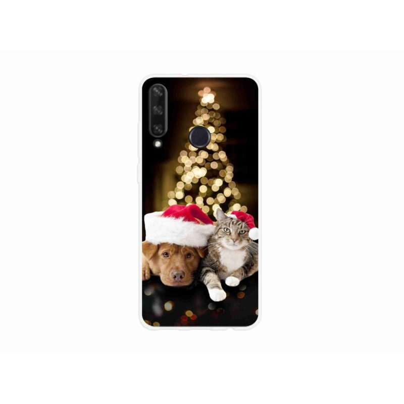 Gelový kryt mmCase na mobil Huawei Y6p - vánoční pes a kočka