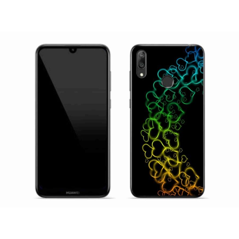 Gelový kryt mmCase na mobil Huawei Y7 (2019) - barevná srdíčka